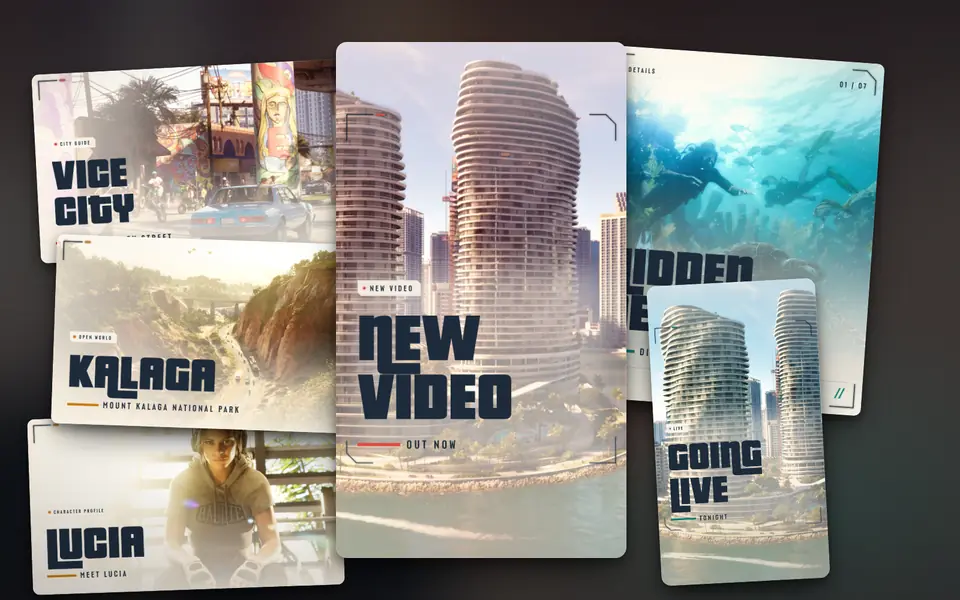Starter Pack preview: YouTube thumbnails, stories and a carousel slide in Sunbleached Coast